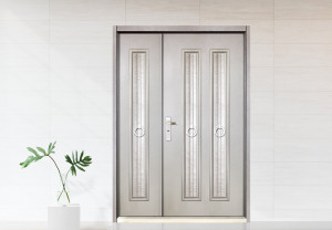 烤漆精雕門 9 如意│淺灰砂色