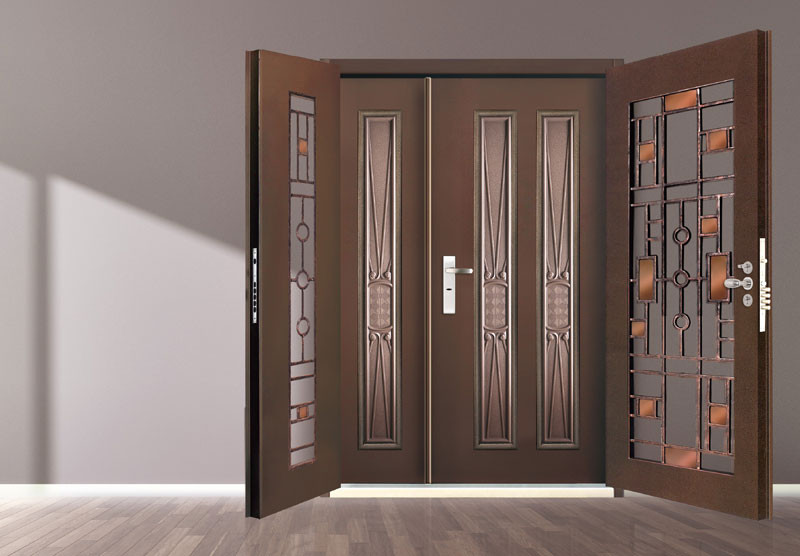 烤漆精雕門 8 酷月│紅鐵砂色