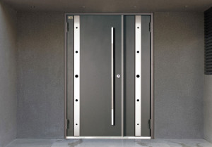 日式玄關門 5│深灰砂閃銀色